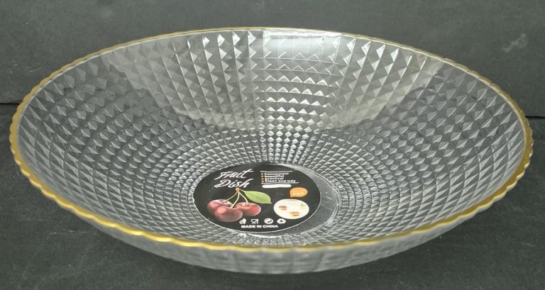 קערה להגשה אקריליק מעוצבת עם פס זהב קוטר 26 ס"מ